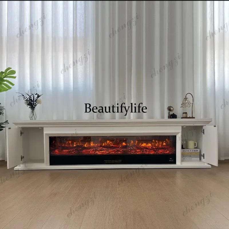 03 Fireplace Simulation Fire TV Cabinet French Electronic Flame Fireplace Heater American Villa Living Room Decoration Cabinet