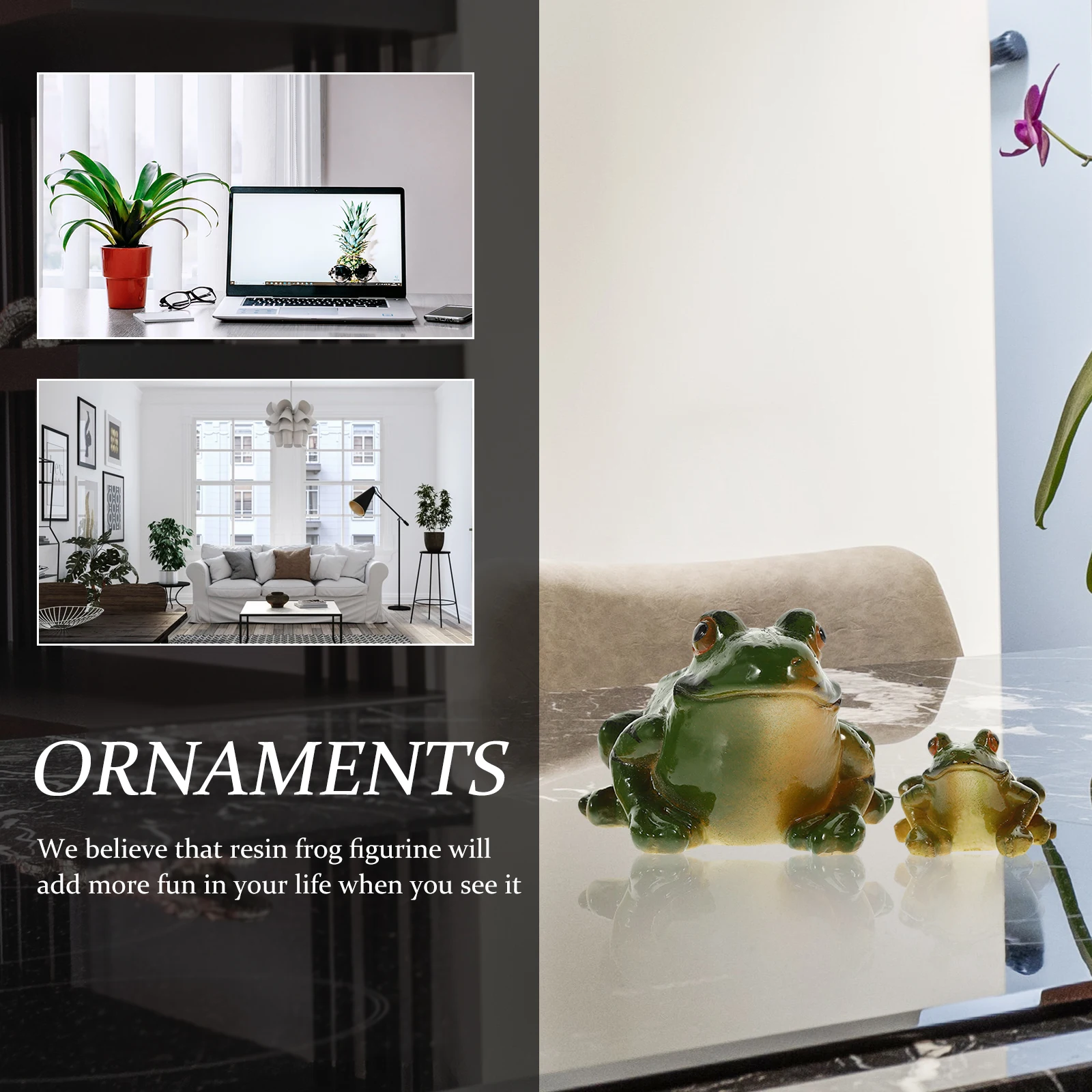 

2Pcs Resin Frog Sculpture Cartoon Style Perfect Size Garden Lawn Home Decoration Charming Outdoor Yard Ornament