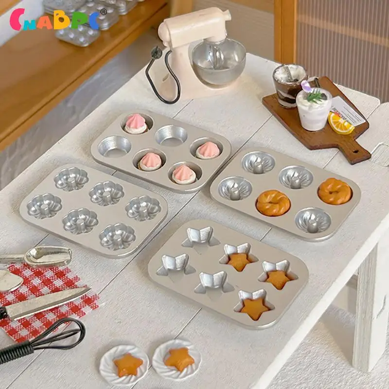 1Pc Dollhouse Miniature Mini Pastry Biscuit Cookie Cake Bread Silver Mold DIY Food Play Alloy Mold Accessories Home Decor Gift