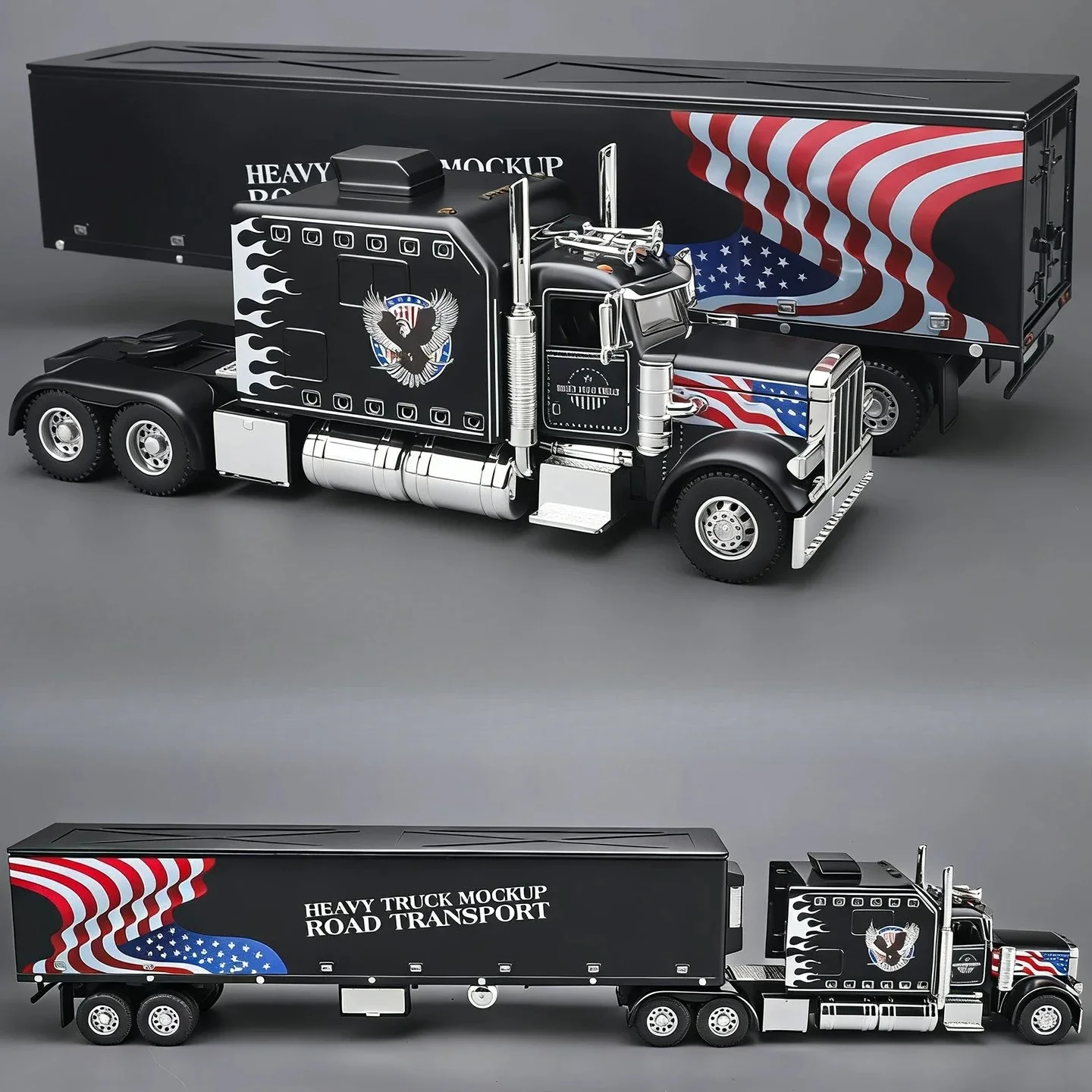 1:24 389 Truck Tractor Trailer Alloy Metal Diecast Model Car Home Decoration And Collectibles Hobby Display Gift