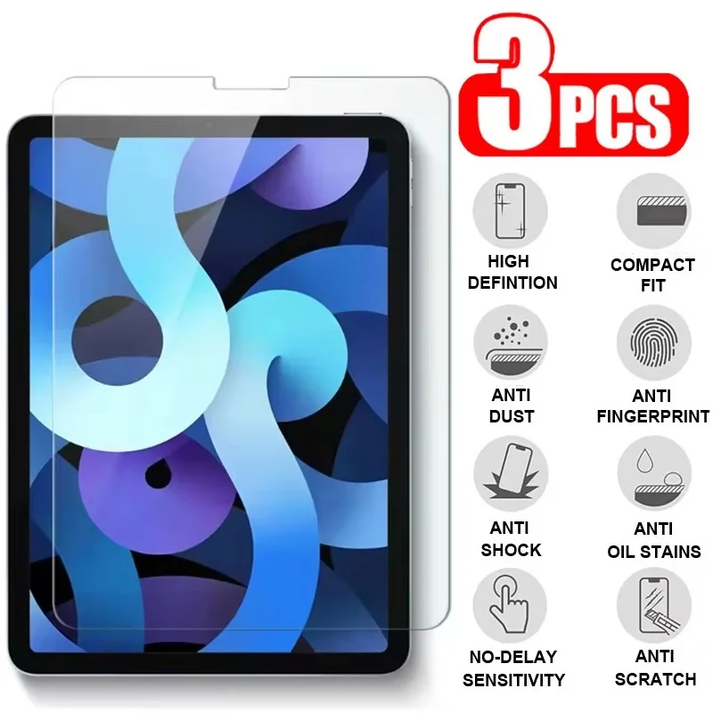 3pcs Clear Tempered Glass Screen Protector For iPad Mini 6 Air 5 4 3 2 Scratch-resistant Film For iPad 10th 9th 8th 7th 6th Gen
