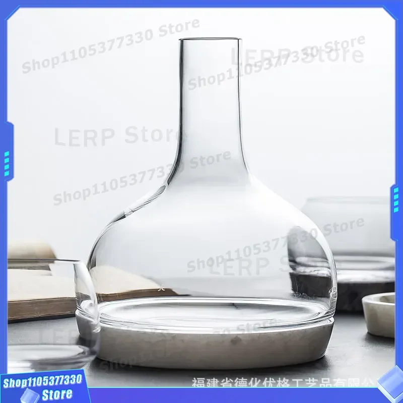 Luxury Crystal Red Wine Decanter Set with Imported Marble Base and Cooling Ice Bucket Elegant Foreign Wine Glass Pot for Home