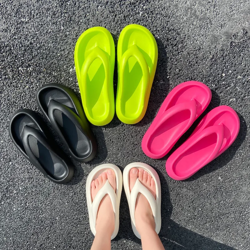 Summer Flip Flops Women Fashion Platform Flat Heel Slides Shoes Soft EVA Couple Outdoor Modern Slippers Beach Casual Flip Flops