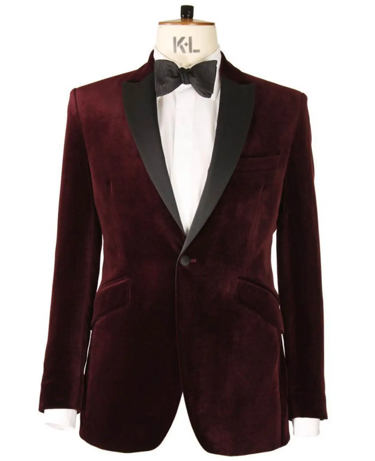 Giacca da uomo in velluto bordeaux giacca da uomo in velluto Premium con un bottone Slim Fit giacca con risvolto di picco per il ballo di fine anno