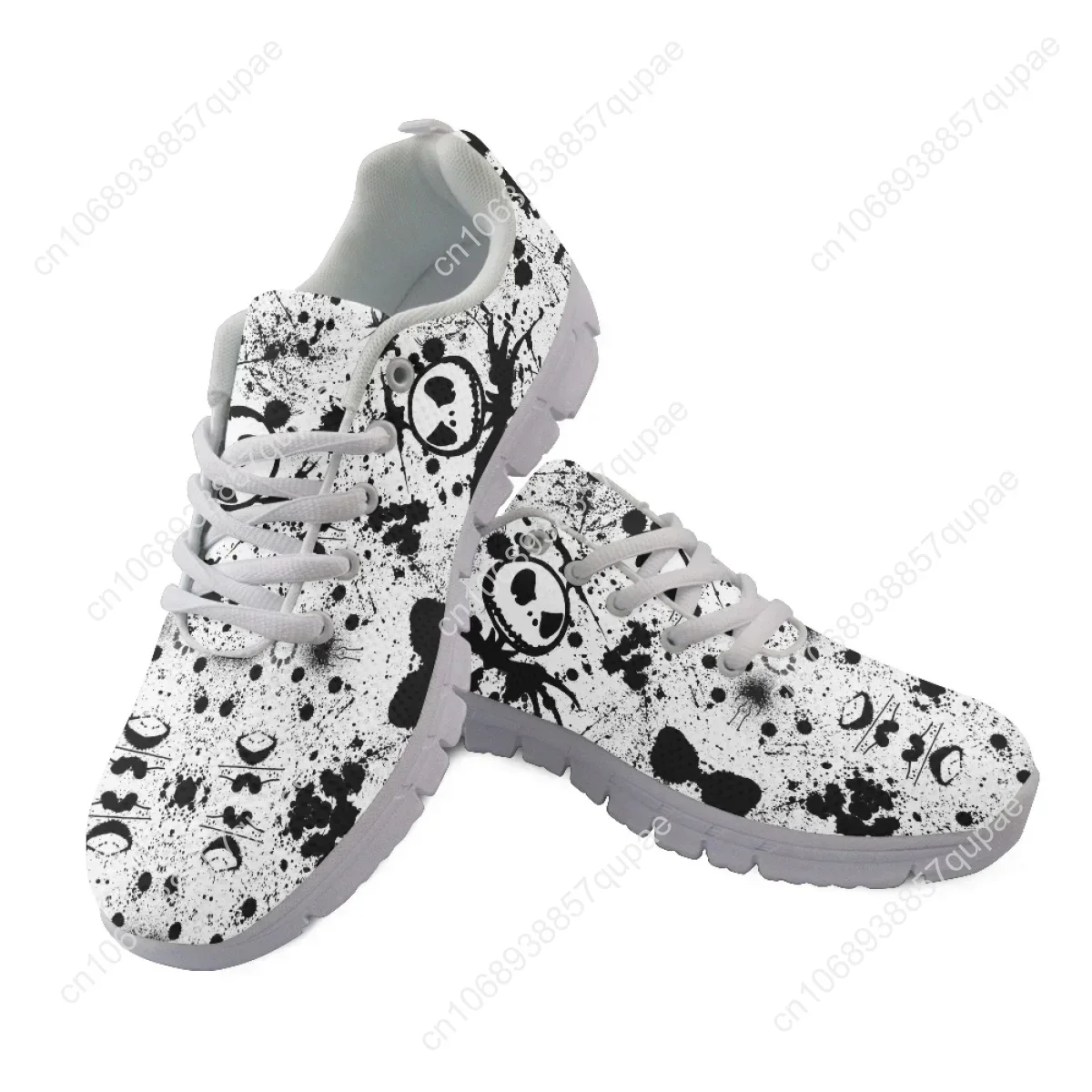 Scarpe da ginnastica da corsa leggere con lacci Nightmare Christmas Print Scarpe da tennis casual da donna con punta tonda e lacci