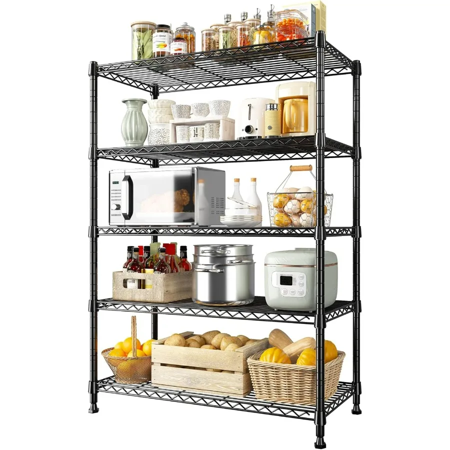 

5Tier Wire Shelving Rack Storage Shelves Metal Shelves 1020 LBS Adjustable Heavy Duty Metal Shelving Units and Storage for Gara