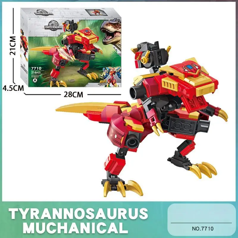 4-in-1-Dinosaurier-Transformator-Bausteine – T-Rex-Roboter Jurassic Mech-Modellbausatz, STEM-Spielzeug, Geschenk für Jungen im Alter von 6–8, 10–12 Jahren