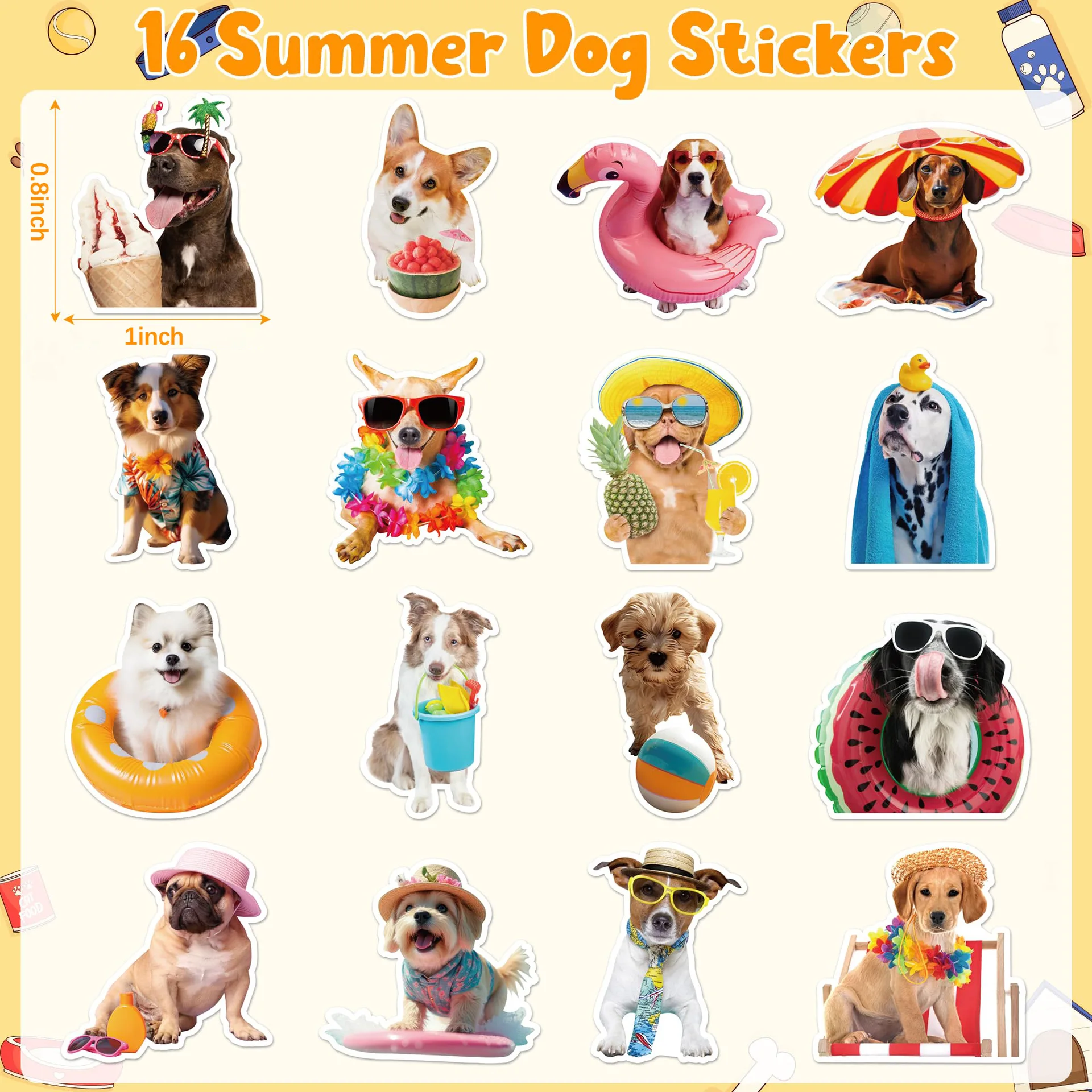 500pcs Hawaii Dog Beach Stickers Decorative Decal Crafts Scrapbook Guitar Water Bottle Gift Packaging Sticker Present Decoration
