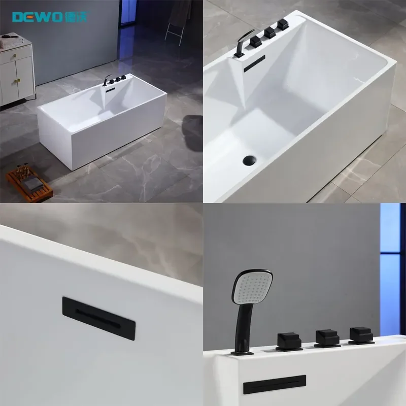 For Bathroom Household Eco Friendly Acrylic Bathtub Free Standing Tub Hotel Homestay Durable Modern Design Easy Install