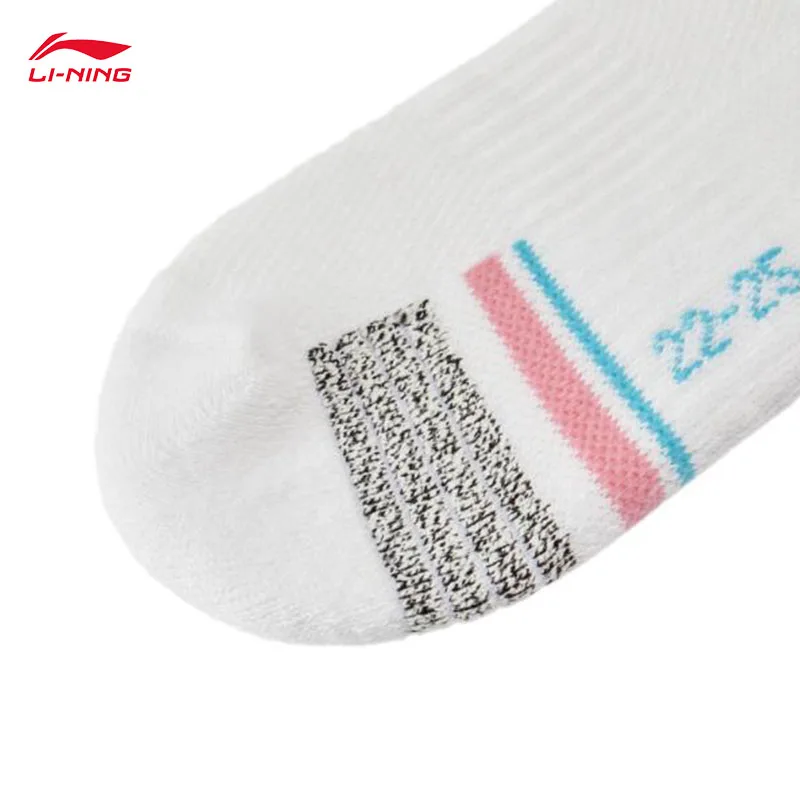 جوارب نسائية من سلسلة كرة الريشة من LI-NING جوارب متوسطة الأنبوبة ماصة للعرق جوارب مريحة وناعمة AWSU072