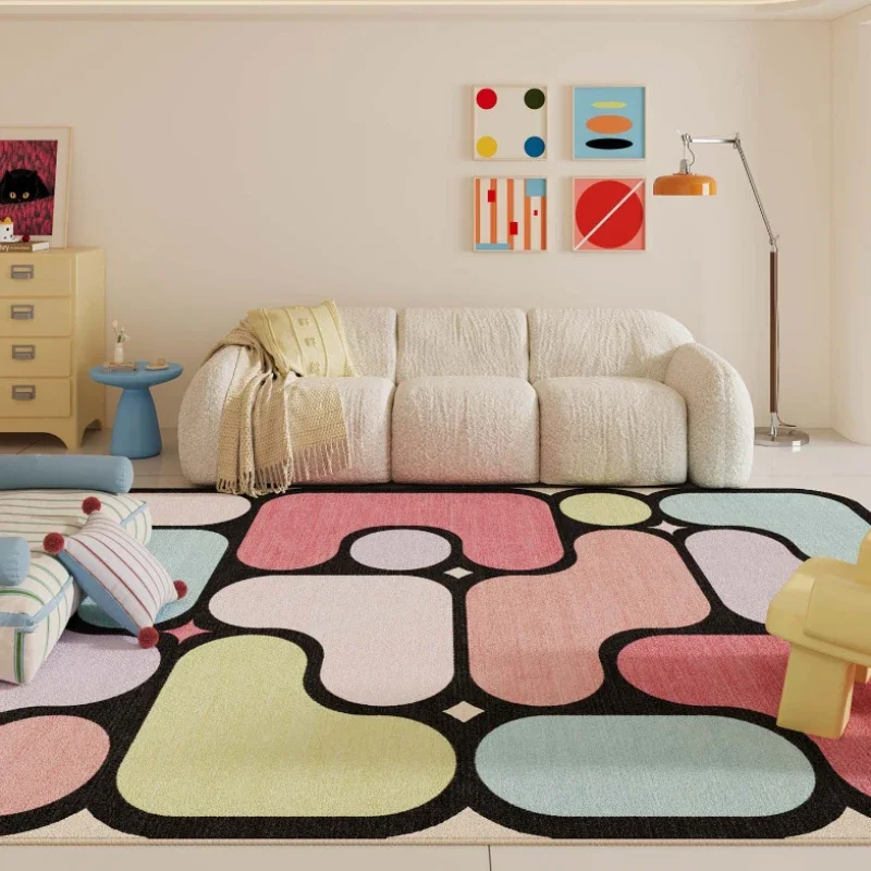 Dopamine Color Bedroom Decor Carpet Geometric Pattern Carpets for Living Room Art Fluffy Soft Lounge Rug Home Plush Floor Mat