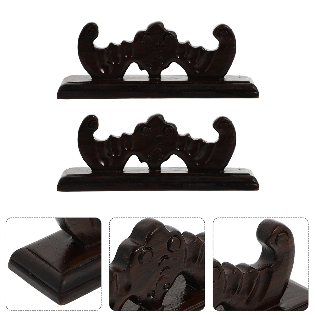 

2 Pcs Display Stand Wooden Pen Holder Retro Decor Calligraphy Brush Desktop Organizer
