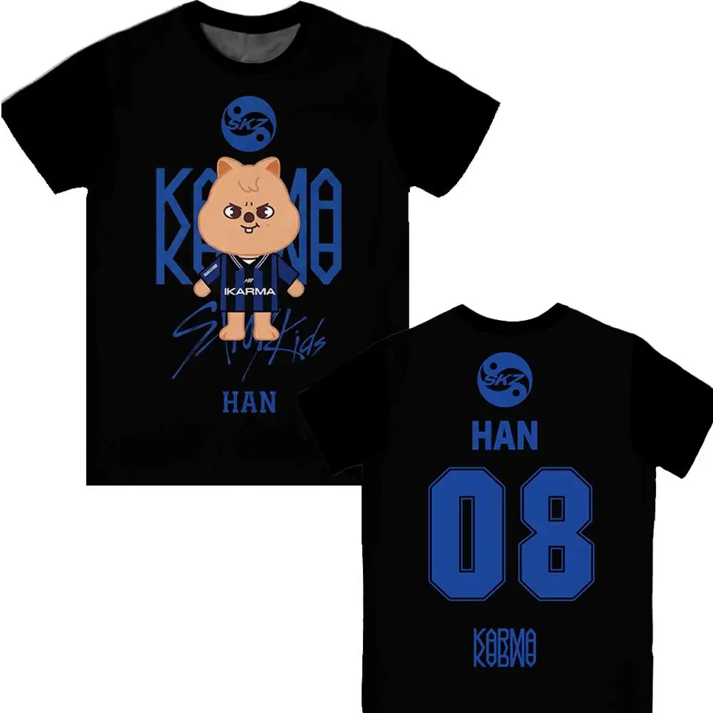 2026 Neuer Stil Koreanische Pop-Mode KPOP KARMA Cartoon-Muster Harajuku Y2K Stil Atmungsaktives Sport-T-Shirt für Männer – Detail 7