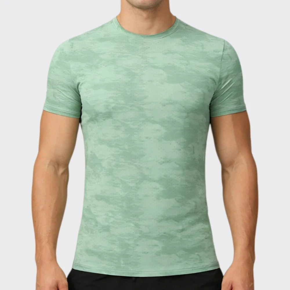 New Round Neck T-Shirt For Men Gym Sport Sweatshirt Tops Short Sleeve Men's Quick Dry Fitness Workout Running Shirts Summer Tees