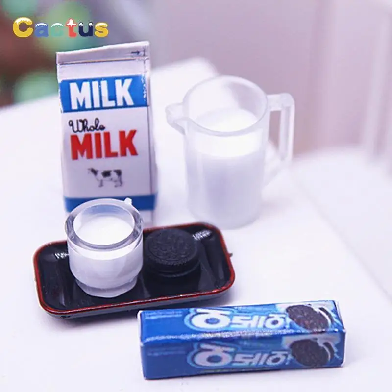 6Pcs Dollhouse Miniature Food Milk Breakfast Model Decoration DIY For Doll House Kitchen Set Furniture Accessories Kids Toys