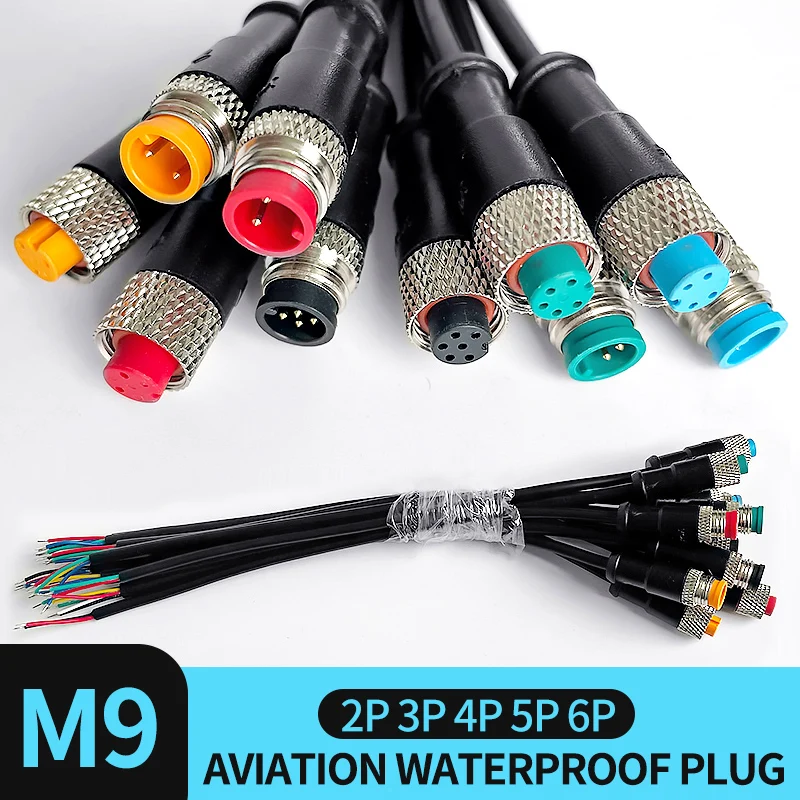 5/20PCS M9 2 3 4 5 6 Pin DC Electric Bicycle Butt Joint Plug waterproof female male Connector Wiring Scooter Brake Cable 20CM