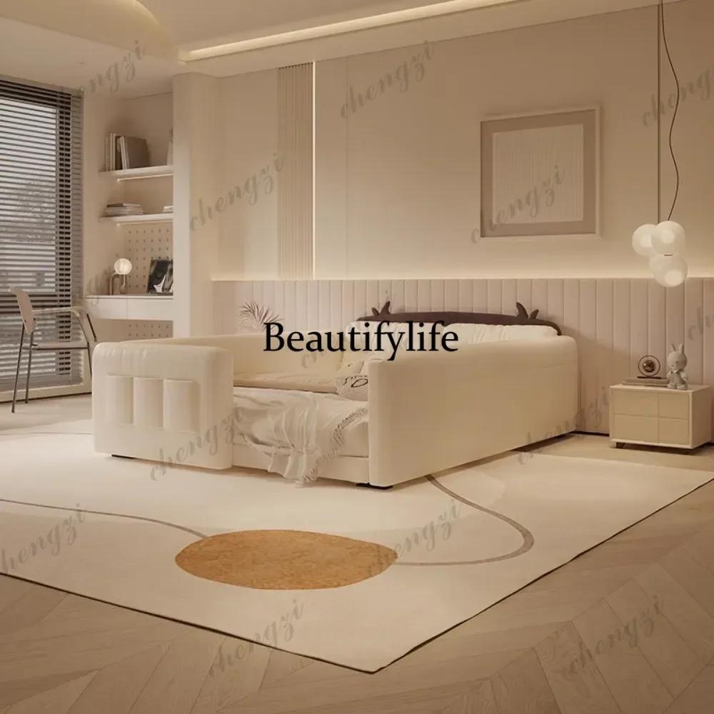 Parent Child Cow Bed Headboard Design Bed Cream Guardrail Splicing Bed High Guard Board camas de dormitorio bedroom accessories