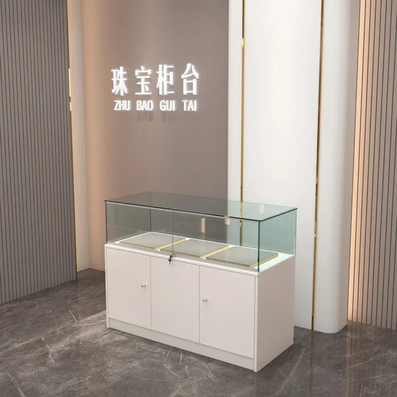 A Jewelry Counter Museum Cultural Relics Showcase Sample Exhibition Showcase Shopping Mall Glass Display Cabinet