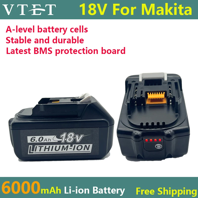 

2024 18V 6000mAh Original for Makita Rechargeable Power Tools Battery with LED Li-ion Replacement LXT BL1860B BL1860 BL1850