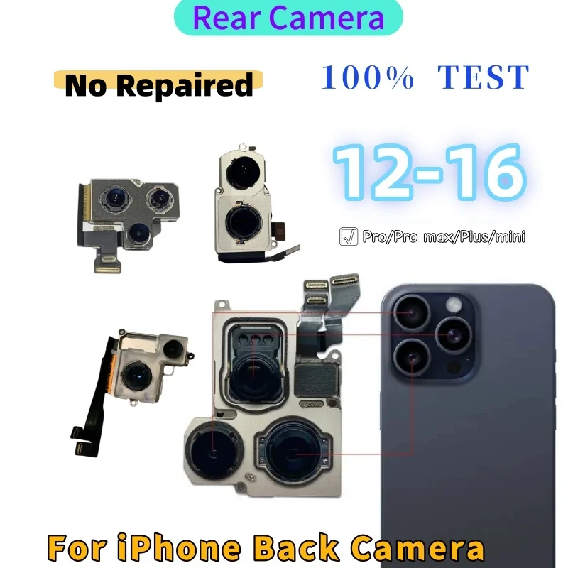

Задняя камера A+ для iPhone 12, 13, 14, 15, 16 Pro Max 14 15 Plus, гибкий кабель, модуль основной камеры, замена деталей задней камеры