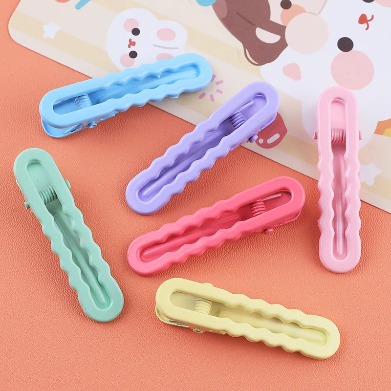 6/12/18Pcs Children DIY Hair Accessories 5cm Macaron Candy Color Glossy Wave Side Hair Clip Elliptical Hairpin Girls Headdress