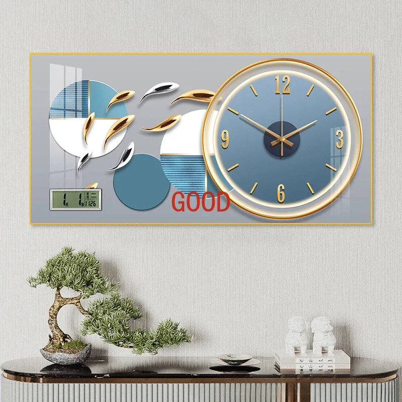 Simple modern fashion aluminum wall clock clock with temperature calendar clock