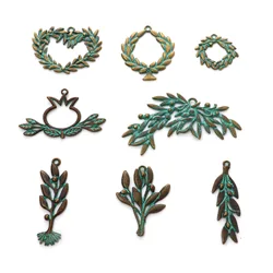 5PCs Vintage Patina Pendants Antique Bronze Olive Branch Flower Leaves Metal Charms DIY Making Necklace Bracelets Jewelry Gifts