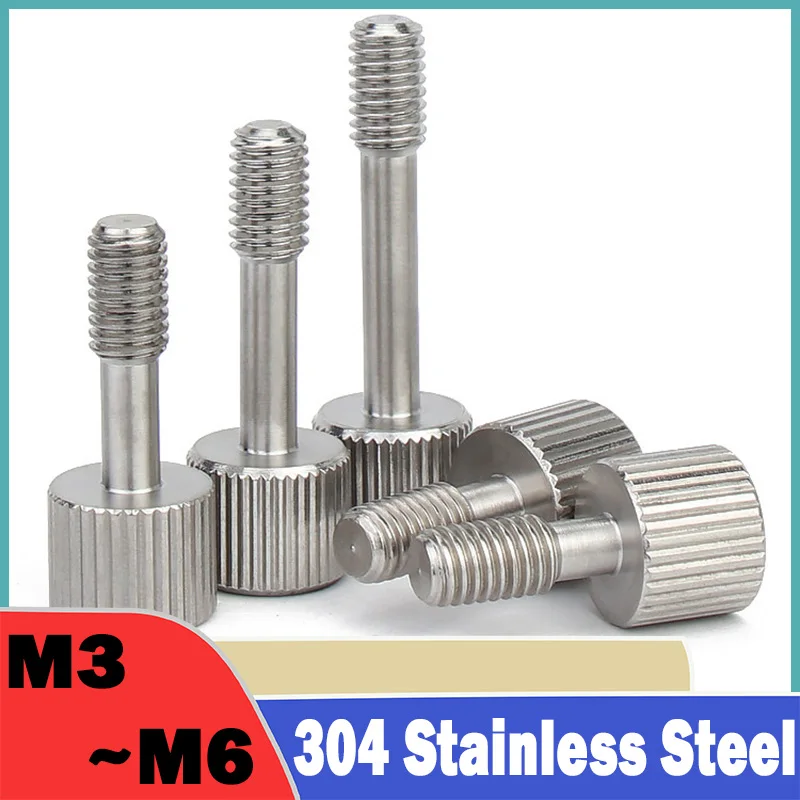 M3 M4 M5 M6 304 Stainless Steel Flat Knurled Thumb Screws With Waisted Shank Hand Tighten ThumbTamper Resistant Screw