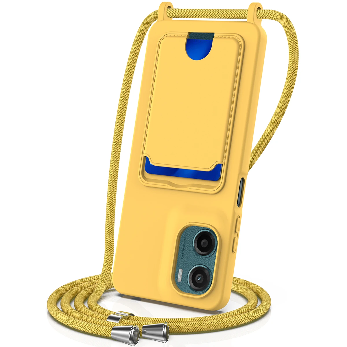 Funda con ranura para tarjetas para Moto G05 E15 4G, cordón ajustable, funda anticaída táctil de silicona TPU para parachoques Motorola G05 4G