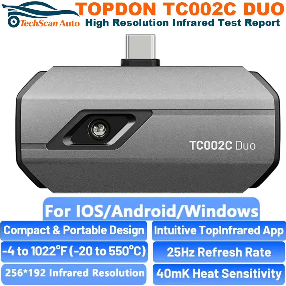 TOPDON NEW TC002C DUO iOS & Android & Windows Thermography Measurement Smartphone Car Infrared Thermal Imager Imaging Cam