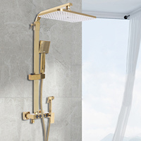 Gold Wall Mounted Shower Set, Gold Shower Set, Wall Mounted Shower Fixtures