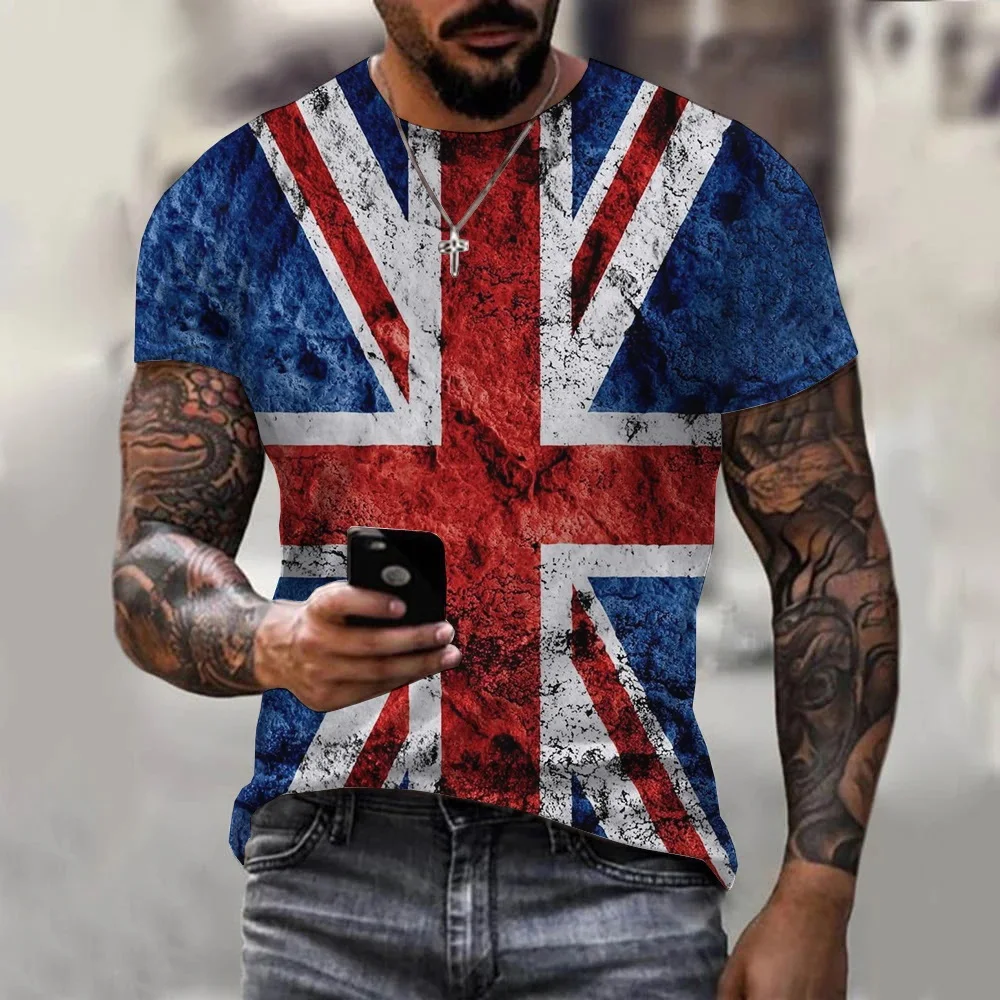 

New Fashion British The Union Flag 3D Print T-shirt Men Harajuku Casual Oversized Unisex Hip Hop Streetwear Plus Size T Shirts