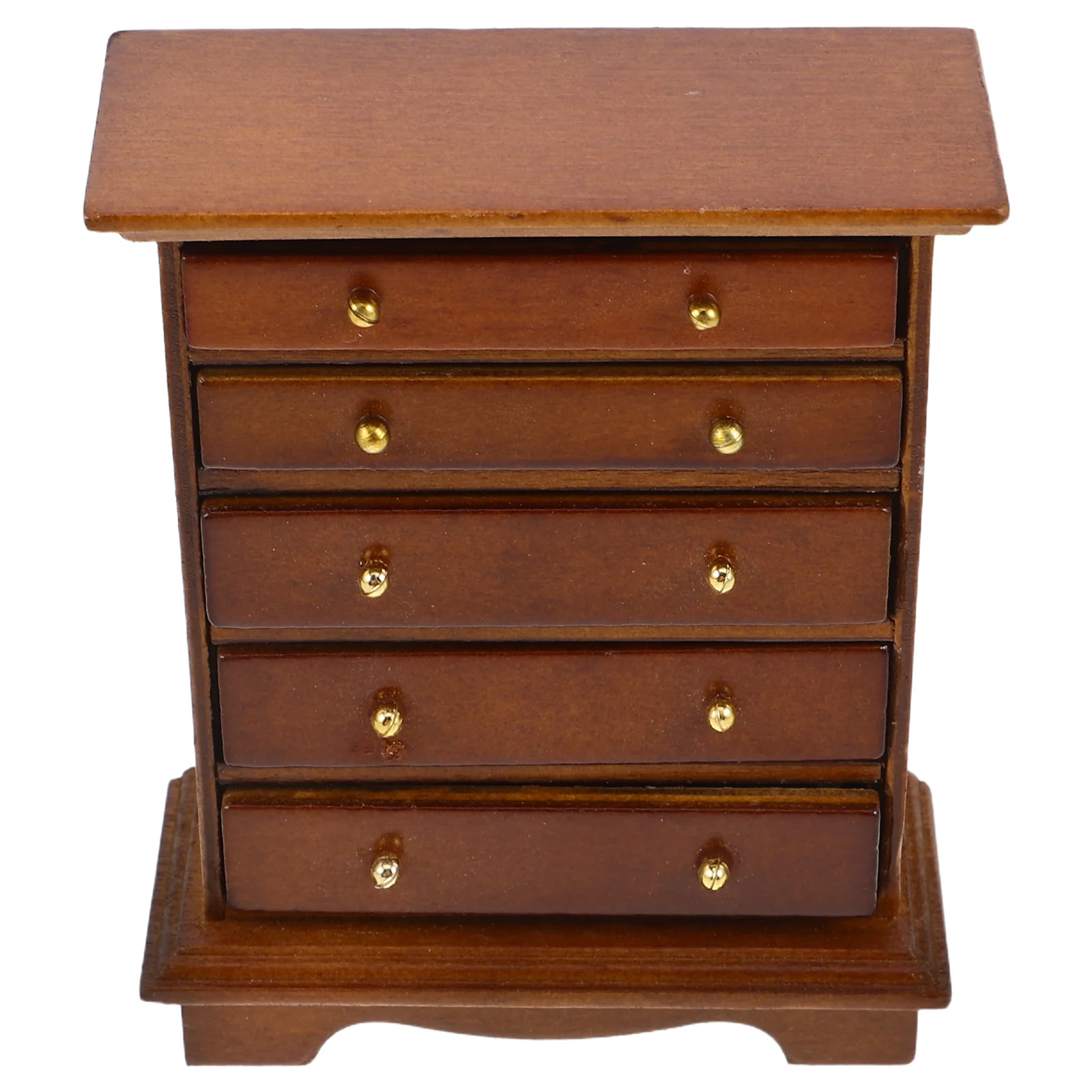 

Vintage Mini Furniture 1:12 Scale Wooden Dollhouse Nightstand Miniature Bedroom Cabinet Drawer Tabletop Decor Brown Kids Play