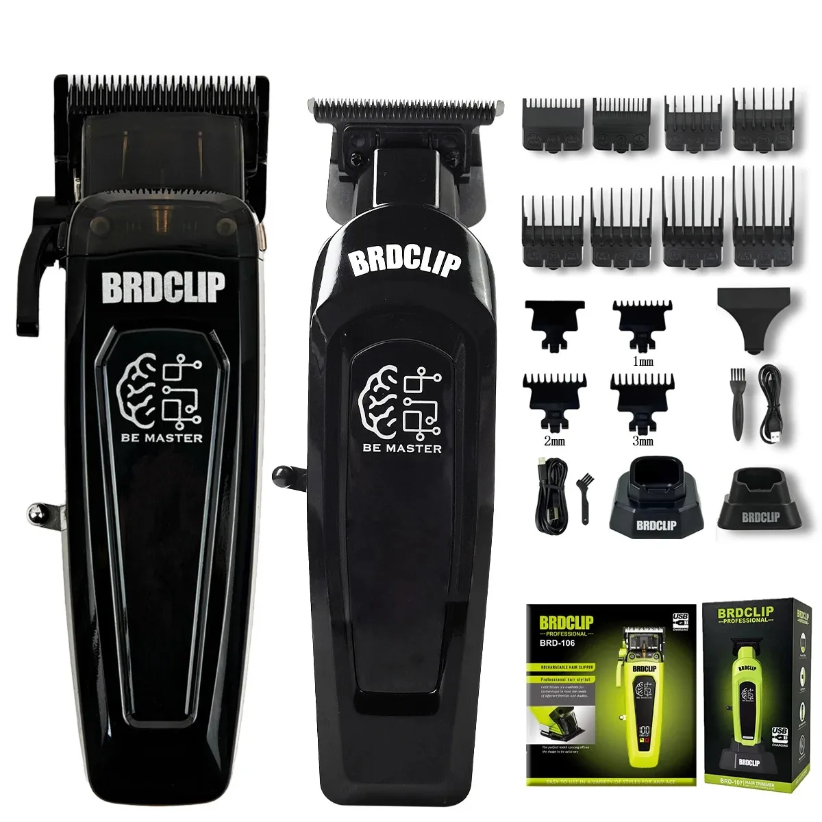 Professionele Elektrische Tondeuse BRD 106 met Basis 7500 RPM Tondeuse voor Man DK-078 DLC Blade 7200 RPM Kapper 2 ST Set