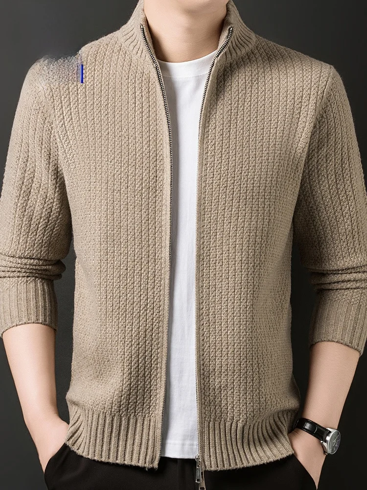 

Мужской утепленный кардиган Romon с воротником на молнии, теплый вязаный свитер, верхняя одежда для осени и зимы, новинка, повседневный модный городской стиль