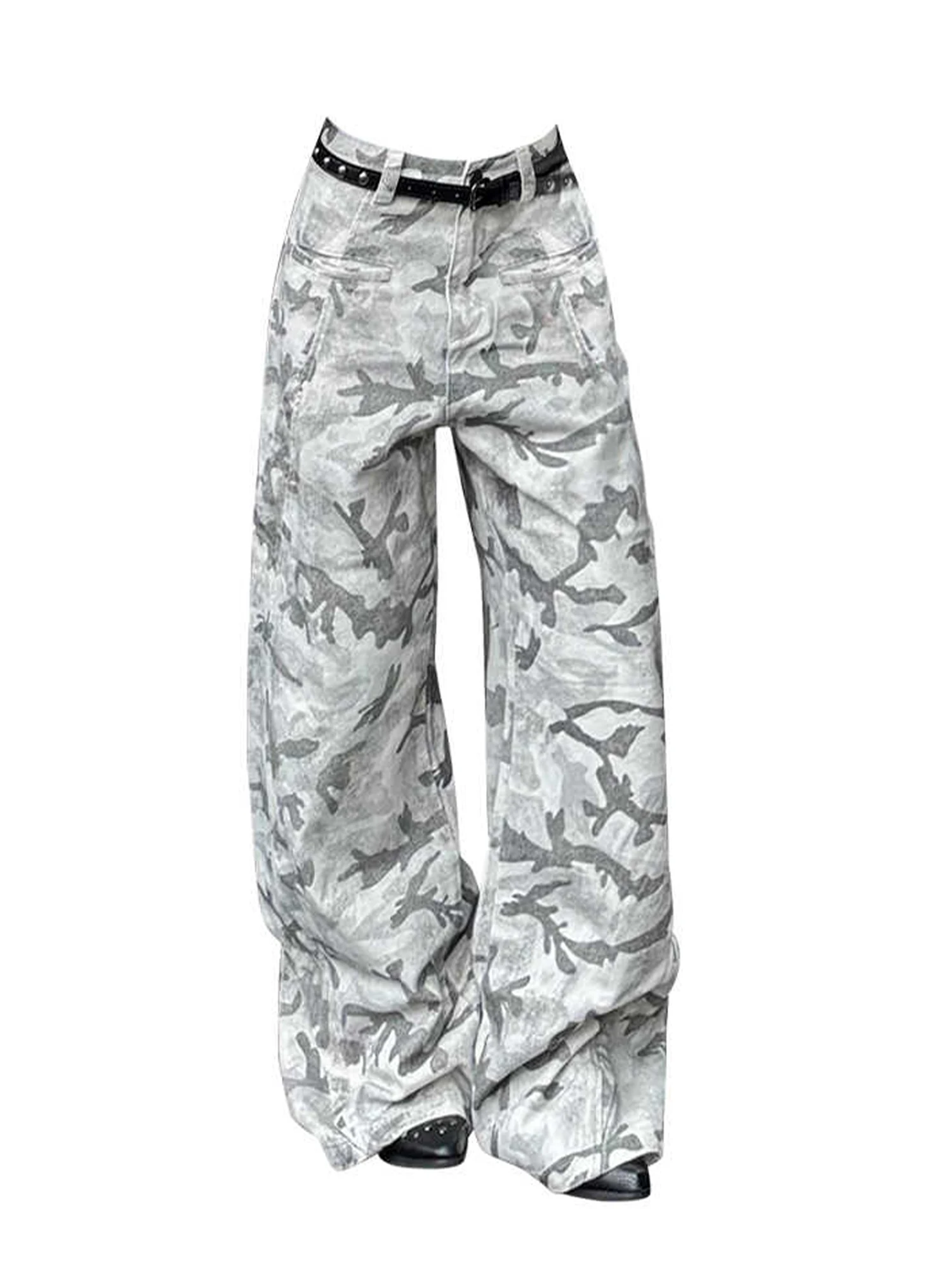 Women Y2k Baggy Camouflage Jeans Harajuku Vintage Denim Trouser Japanese 2000s Style Oversize Boyfriend Cargo Jeans Pants Autumn
