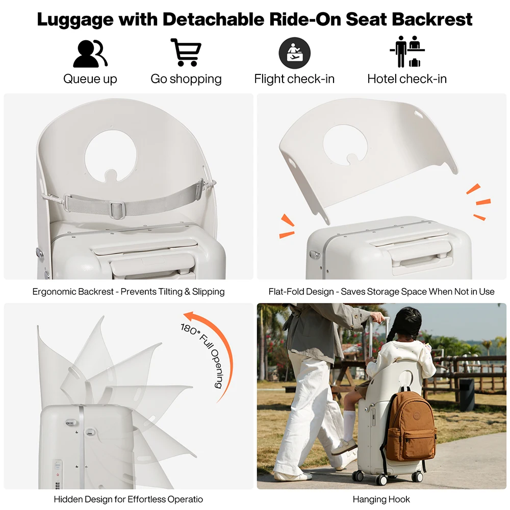 Maleta Infantil Mixi de 20 Pulgadas con Asiento, Diseño Nuevo, Estructura de Aluminio y PC, Equipaje de Mano