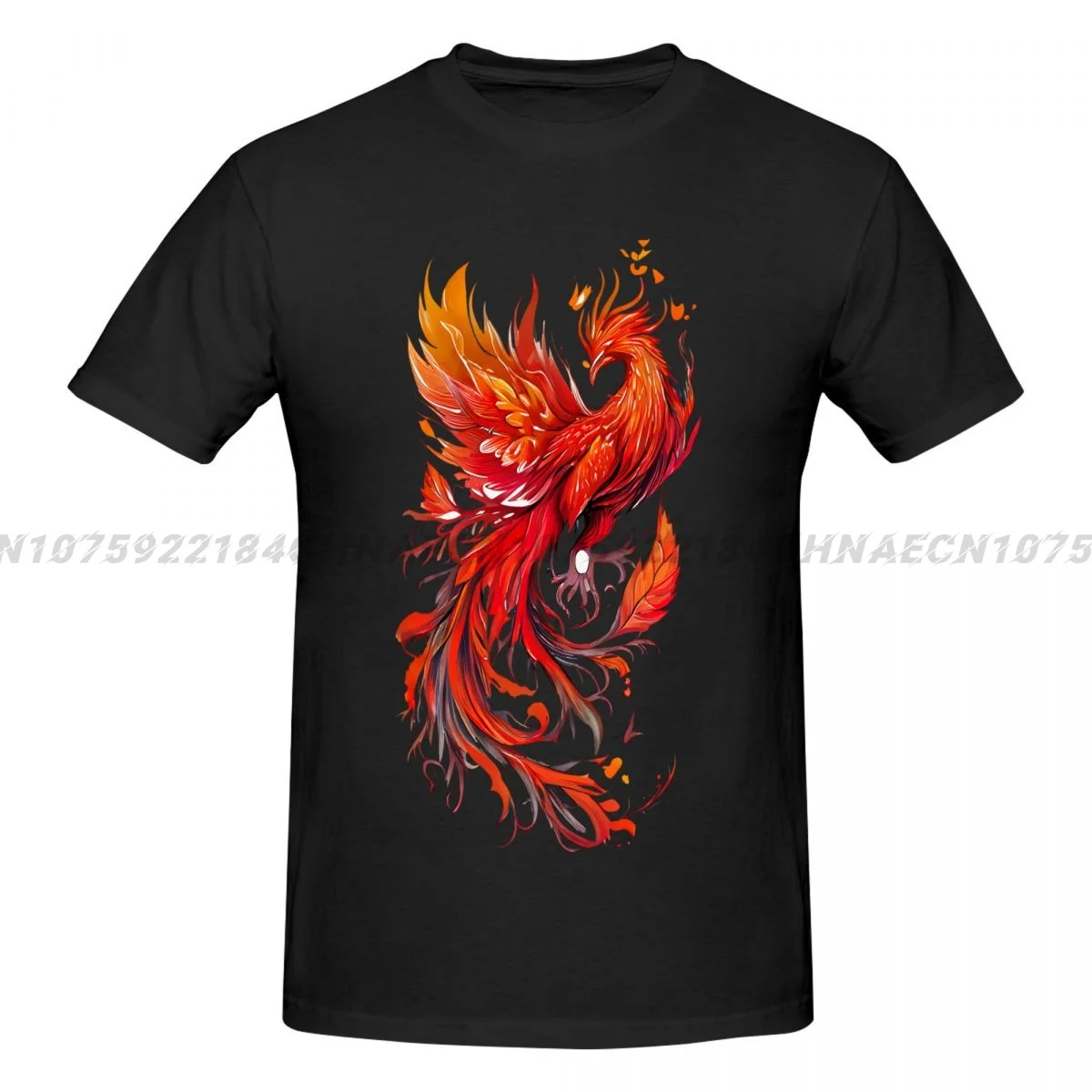 Phoenix Print T-Shirt Men's Vintage Fashion Short Sleeve T-shirts Cotton Casual Cozy Oversized T Shirts