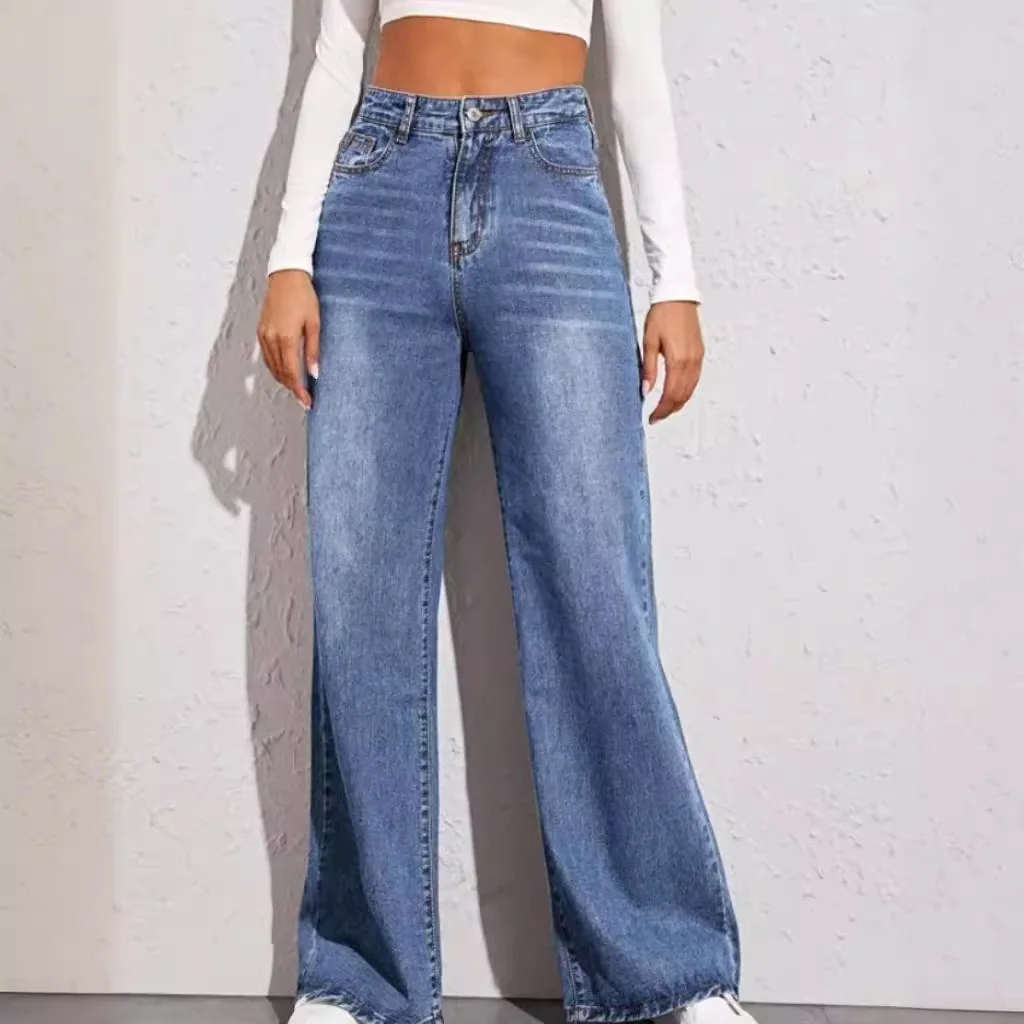 2024 New Women\'s Denim Pants High Waist Loose Wide Leg Pants Women\'s Pants Retro Denim