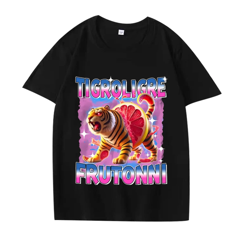 

Tigroligre Frutonni Italian Brainrot Meme T Shirt men ’s women Oversized 100% Cotton funny short sleeve Summer print Unisex tops