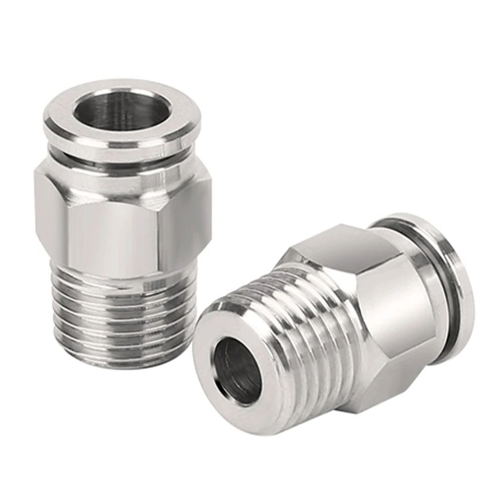 304 Stainless Steel Pneumatic Quick Connector BSPT External Thread 1/8 1/4 3/8 1/2 PU Inch Air Hose 5/32 1/4 