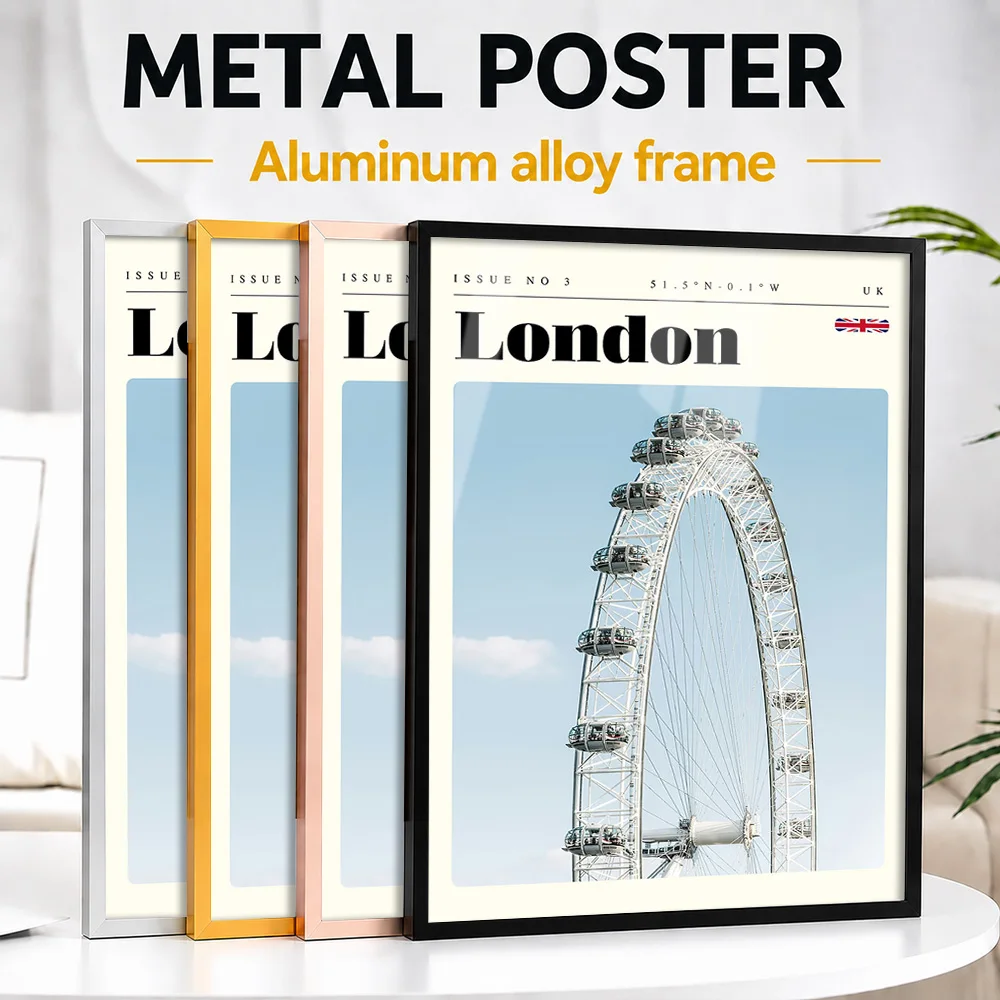 London Eye Cityscape Framed Metal Print Customized Scenic Tribute Wall Art Designed For Living Room And Geography Enthusiasts