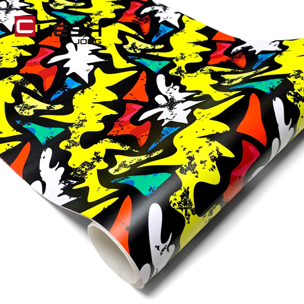 Graffiti psychedelic Graffiti Camouflage Vehicle Wrap Stretch No Residue Anti-Fade Film For Car Laptop Skateboard Custom Decor