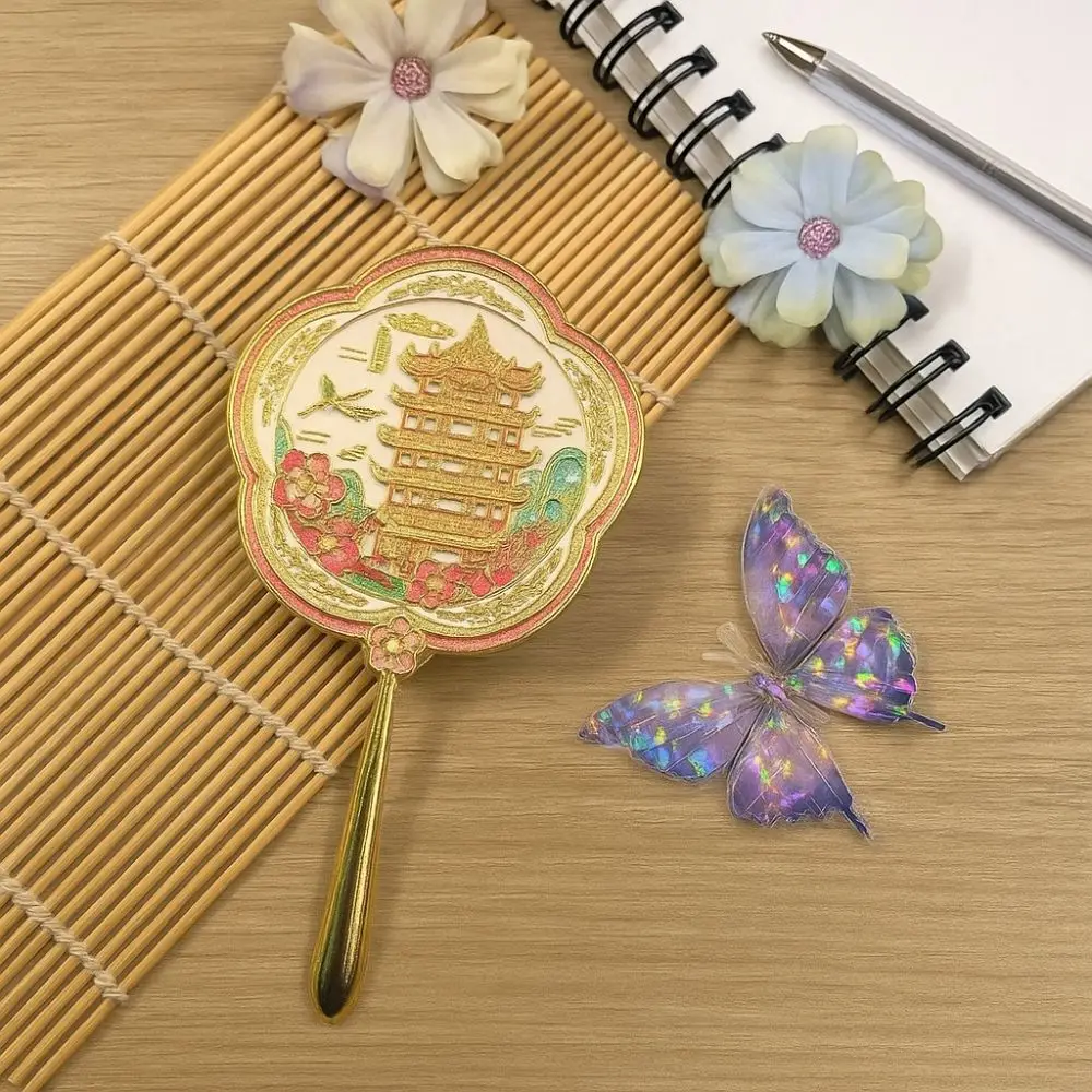 Mini Przenośne Lusterko do Makijażu Metalowe Okrągłe Kreatywne Lusterko z Uchwytem w Stylu Starożytnym Narzędzie Kosmetyczne