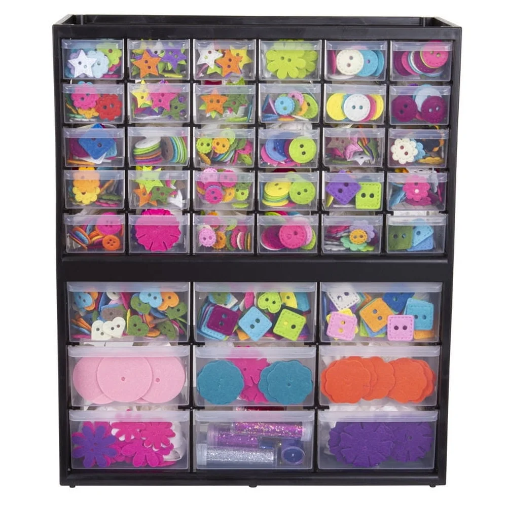 39 ลิ้นชักตู้ CRAFT Organizer STACKABLE ติดผนังพลาสติกใสอุปกรณ์งานอดิเรก Desktop Storage