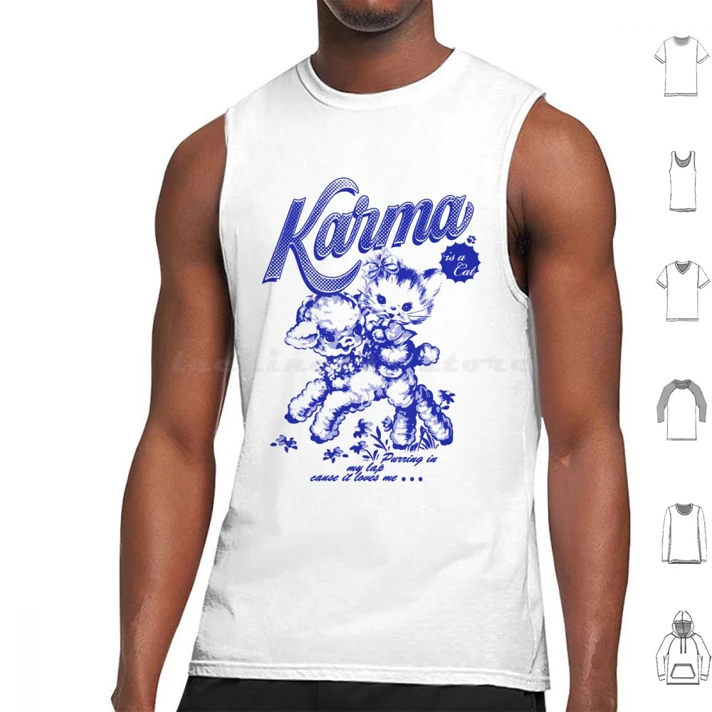 Karma Is A Cat Vintage 90s Y2k Aesthetic Kitty Tank Tops Print Cotton Karma Is A Cat Purring In My Lap Cause It