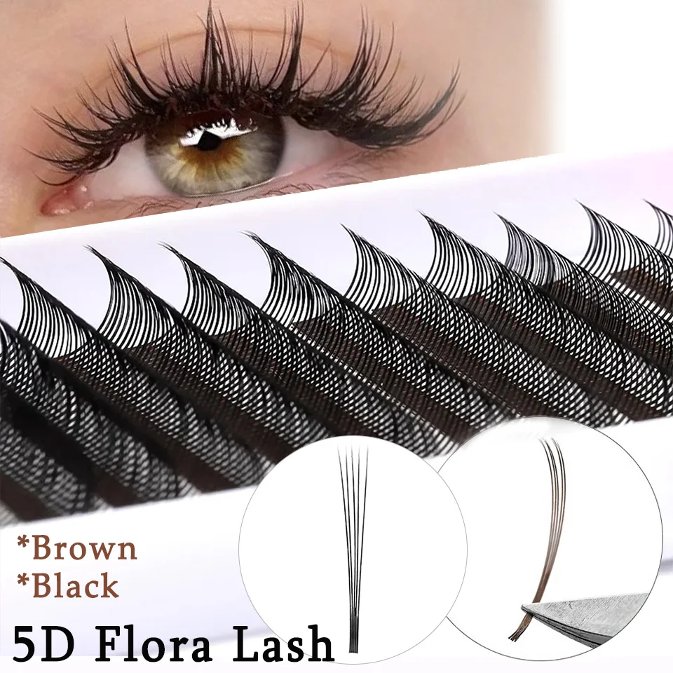 

AGUUD 5D Premade Spikes Lash Extension Mega Classic Wet Look Brown 5D Flower God Comic Fairy Eyelashes False Easy Fan Angel Lash