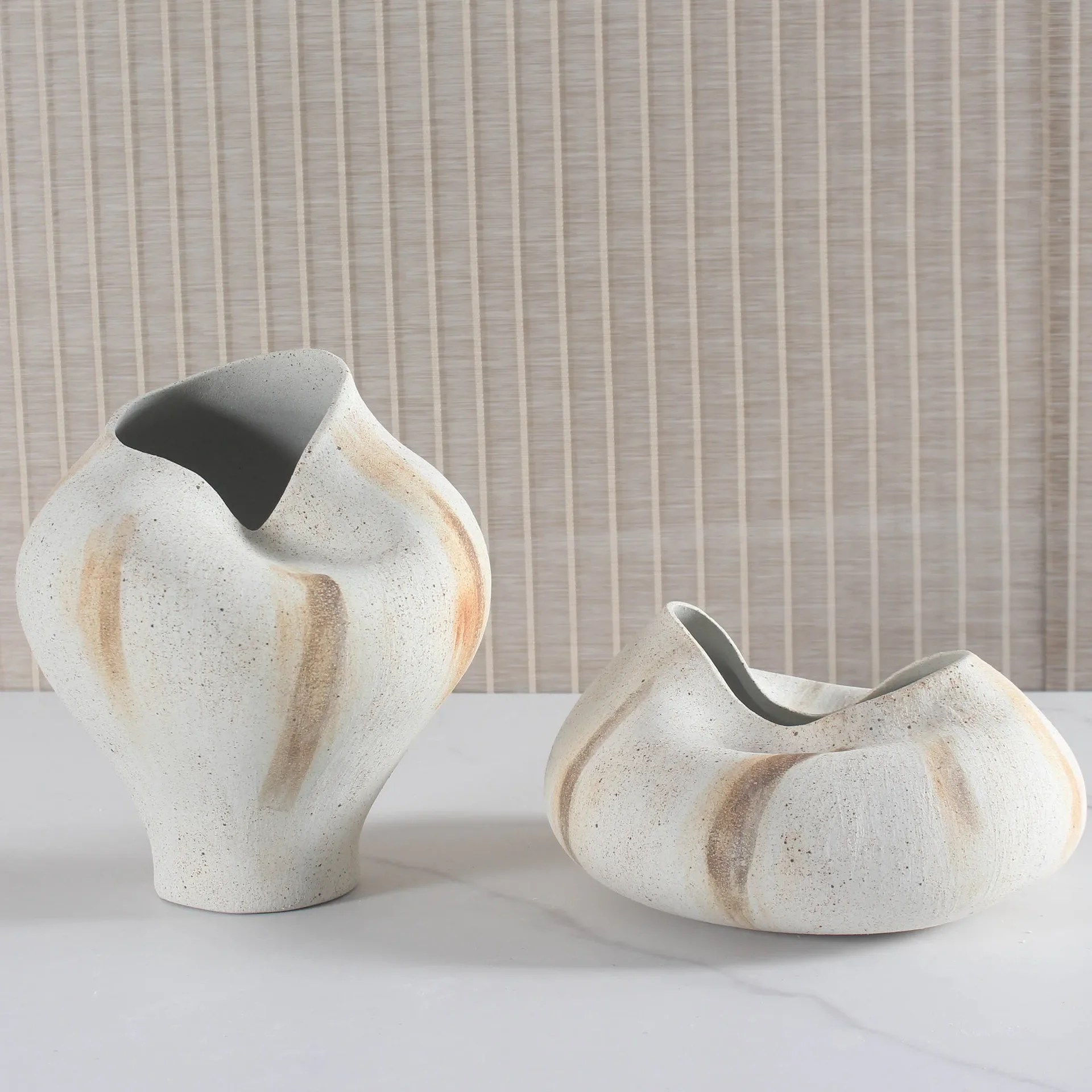 Rustic Style Matte Ceramic Vase Plant Pot Table Decoration Ornaments Flower Arrangement Floral Vase New House Room Wedding Decor
