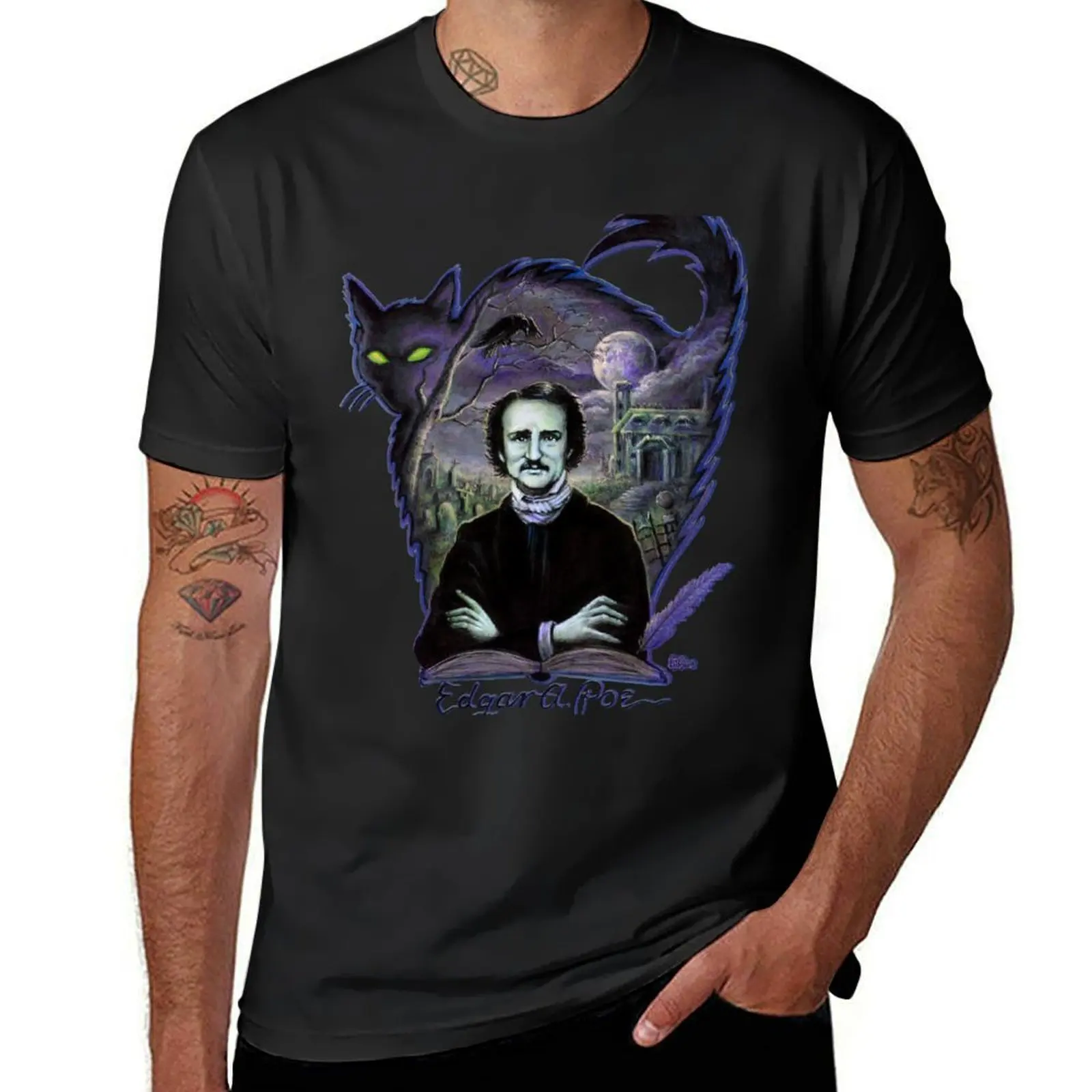 Edgar Allan Poe Gothic T-Shirt quick drying for a boy black t shirts for men