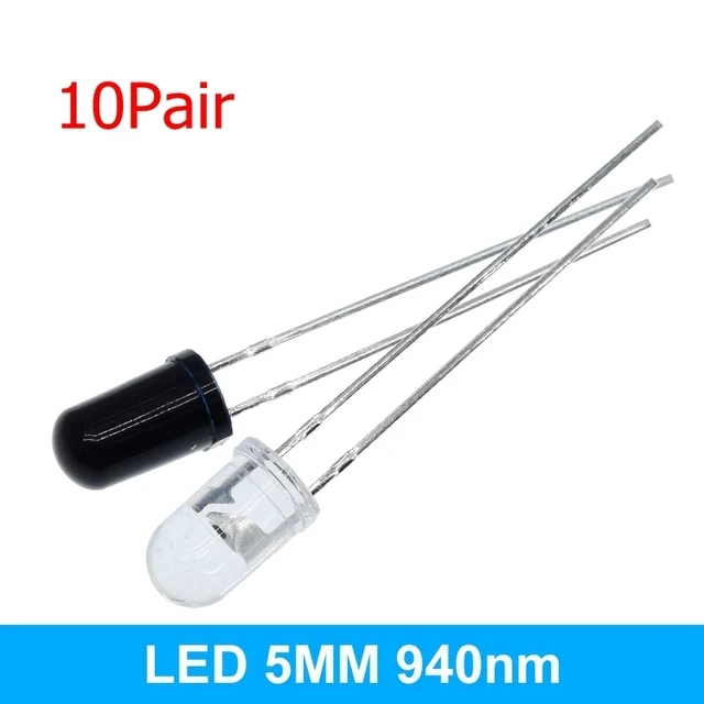 10 Đôi 3Mm 5Mm 940nm Đèn LED Hồng Ngoại Bộ Phát Và Bộ Thu Phát Hồng Ngoại Diode Điốt 301A Cho Arduino
